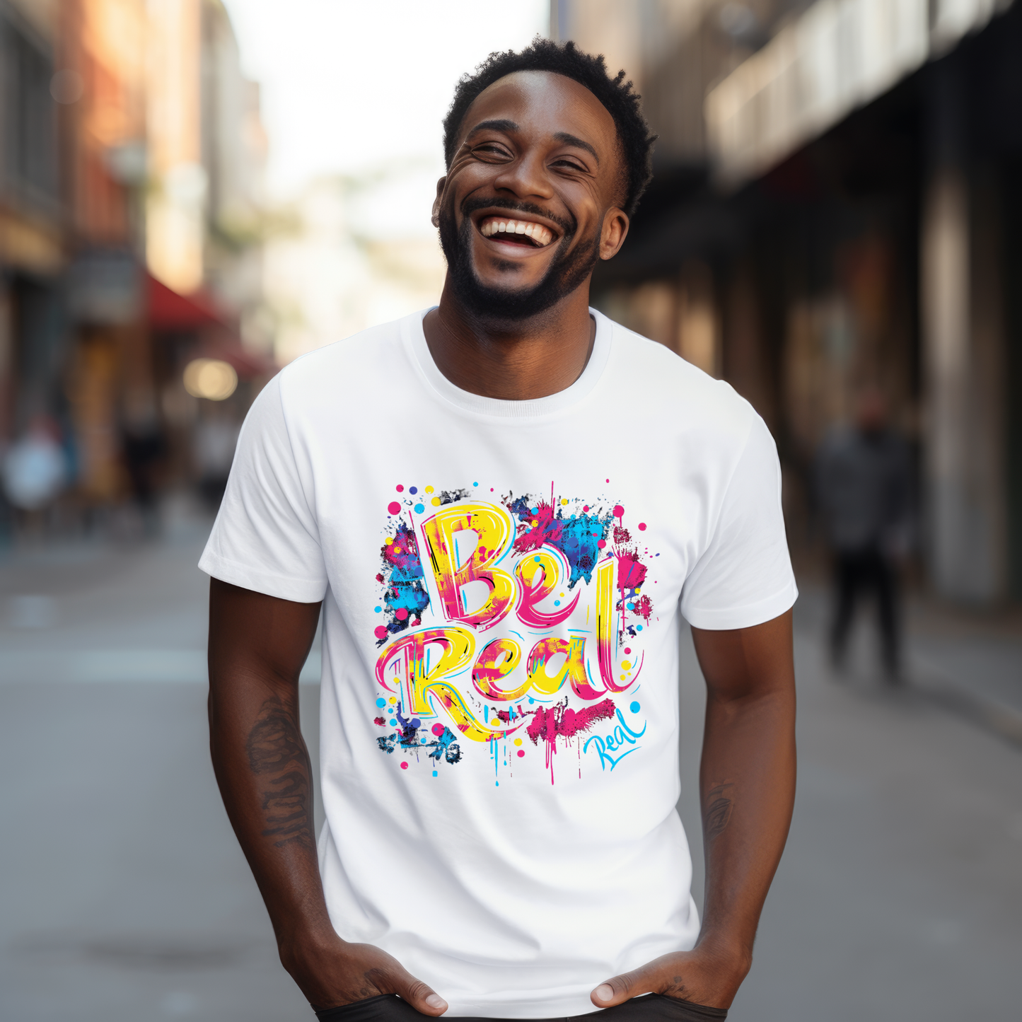 Be Real – Color Splash Graffiti Typography T-Shirt