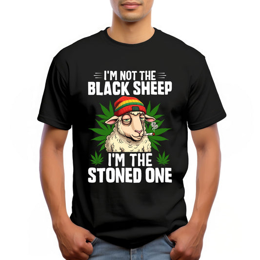 I'm Not the Black Sheep, I'm the Stoned One Funny Sheep Graphic T-Shirt