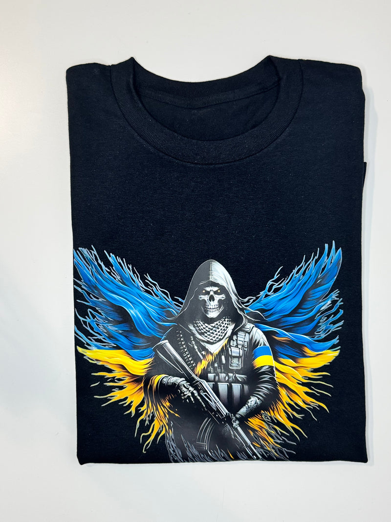 Ukrainian Guardian Reaper T-Shirt – Freedom Wings Warrior Graphic Tee