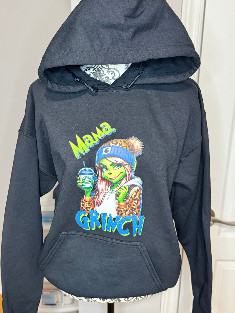 Mama Grinch Graphic Hoodie – Funny Holiday Mom Christmas Pullover